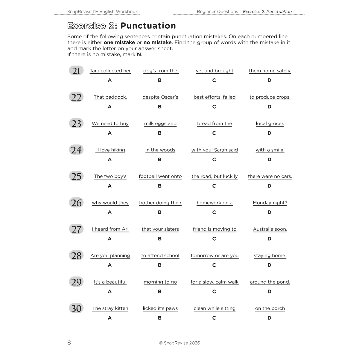 11+ English Workbook