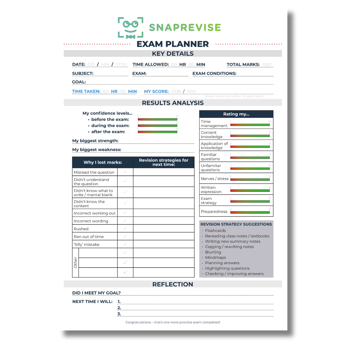 SnapRevise Exam Planner