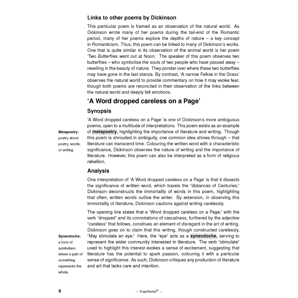 Text Guide: Selected Poems by Emily Dickinson