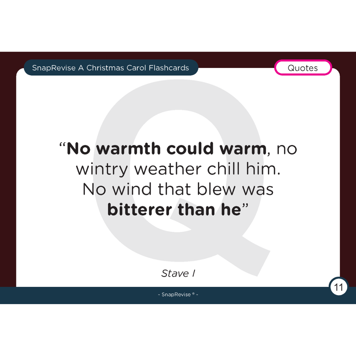 Educational flashcard by SnapRevise with a quote in bold text.
