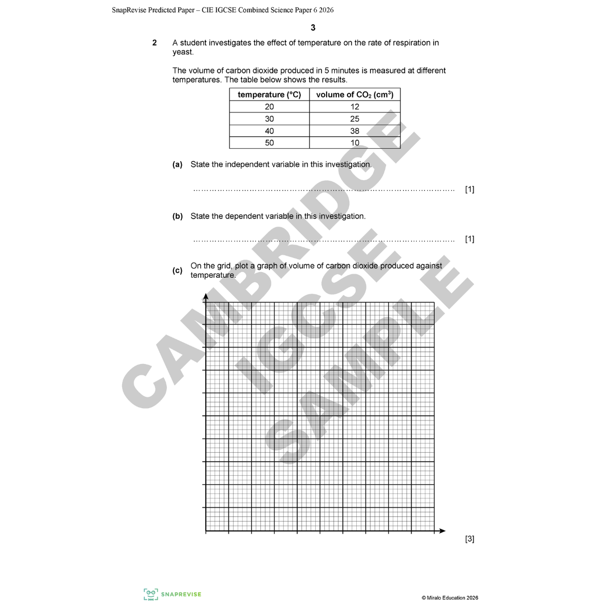 Combined Science Practice Paper Sample