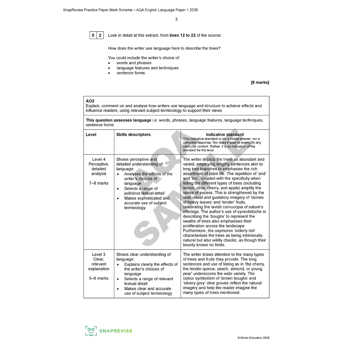 Sample of English Language AQA Paper