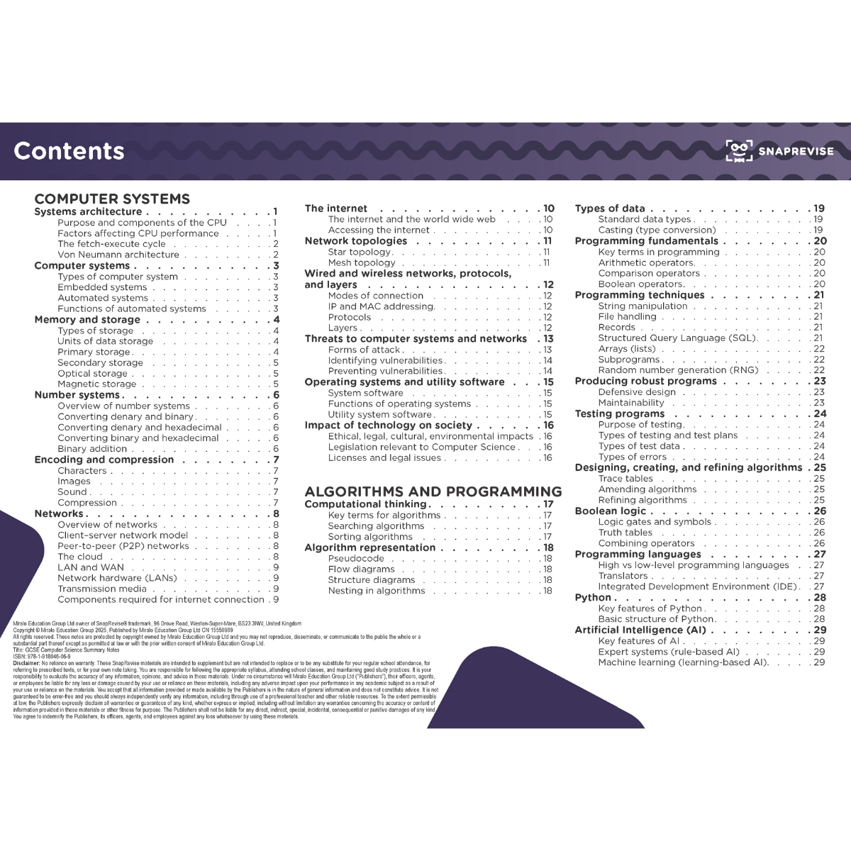 GCSE Computer Science Summary Notes – SnapRevise