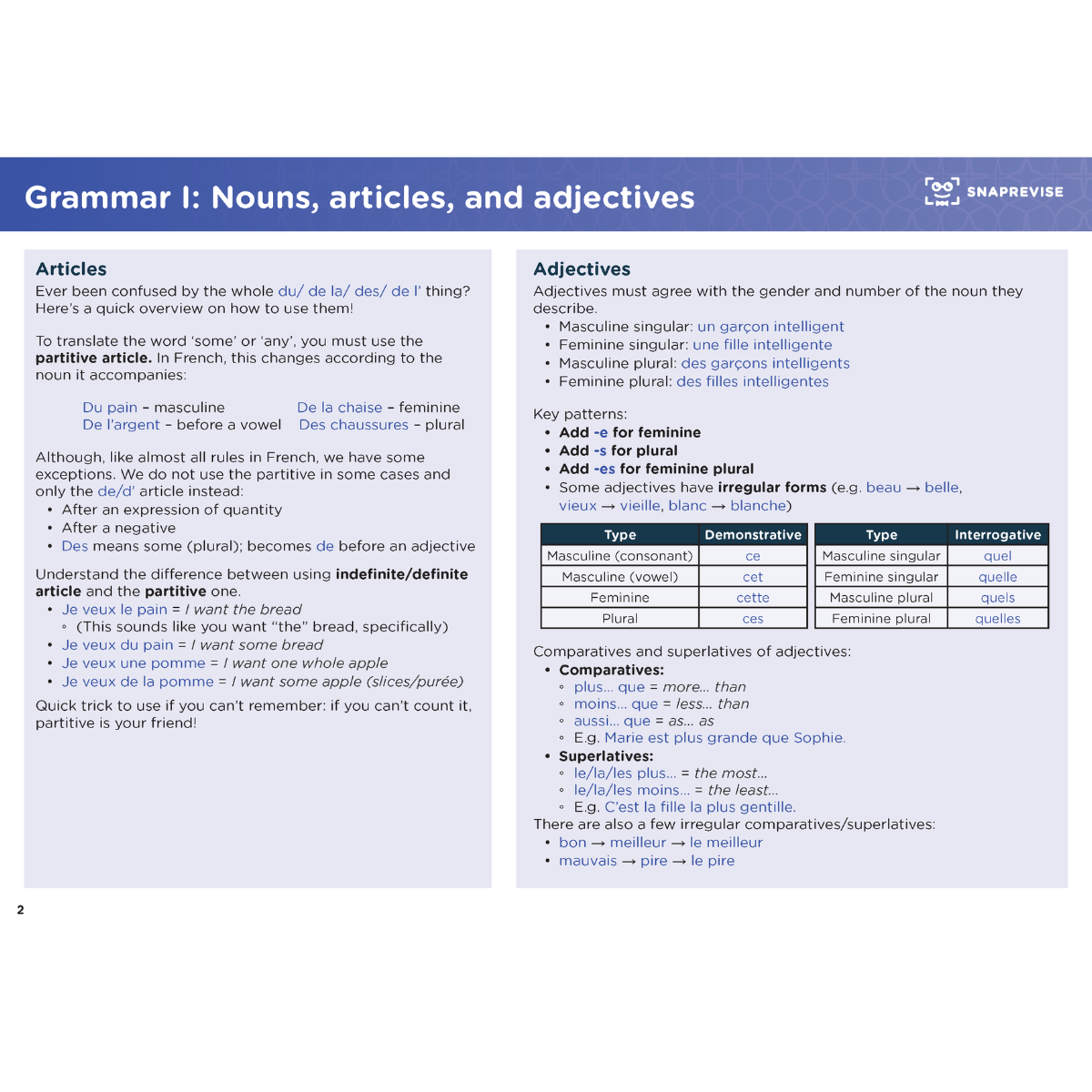 GCSE French Summary Notes