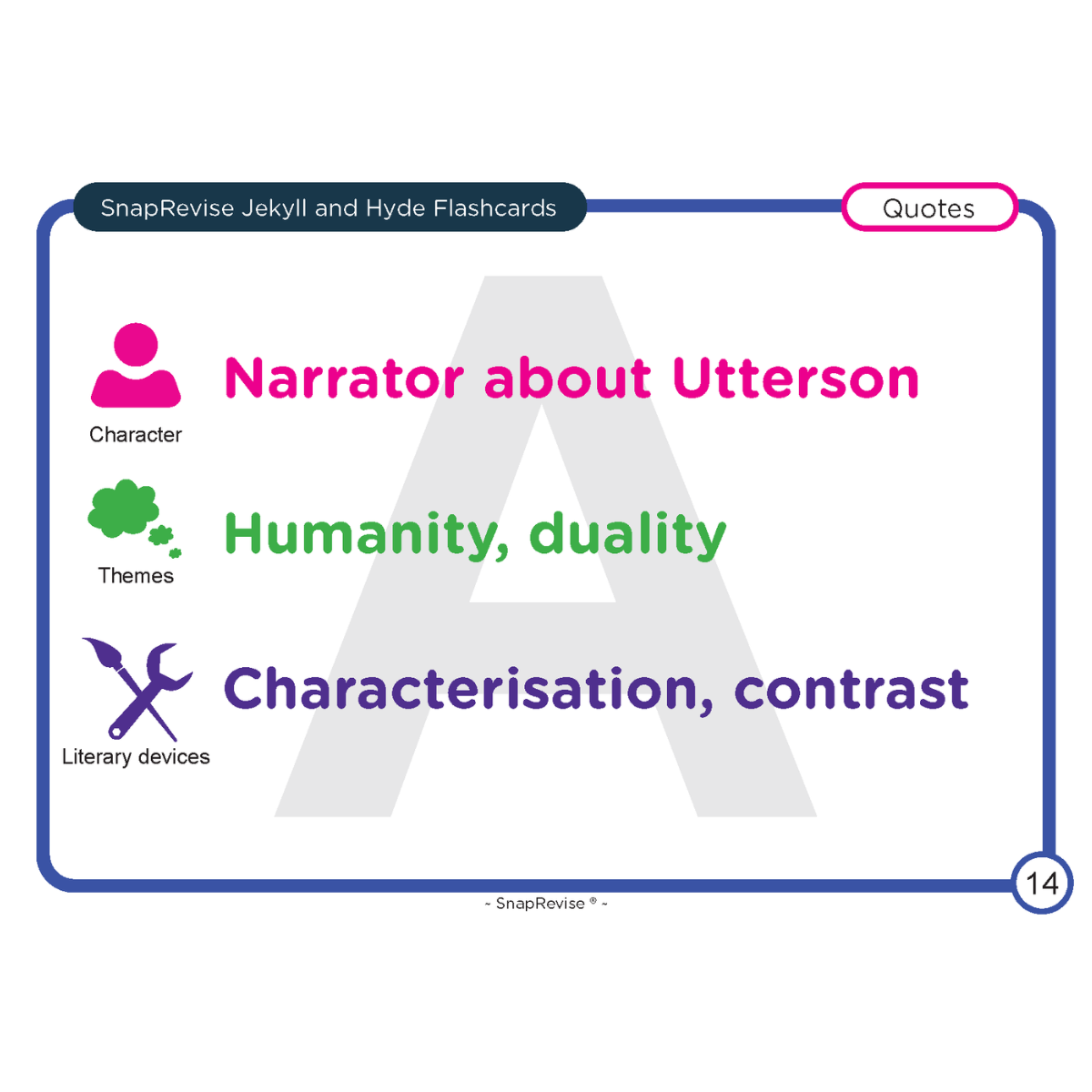 Flashcards about Strange Case of Dr Jekyll and Mr Hyde by SnapRevise with educational content.
