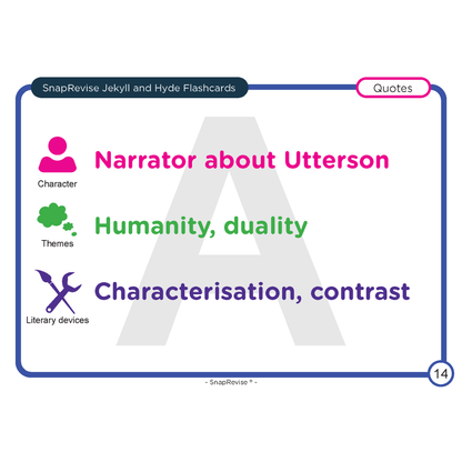 Flashcards about Strange Case of Dr Jekyll and Mr Hyde by SnapRevise with educational content.
