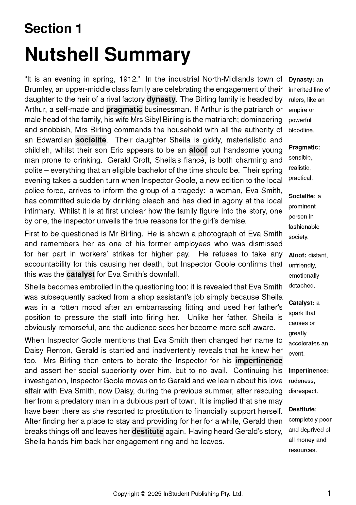 Text Guide: An Inspector Calls by J. B. Priestley