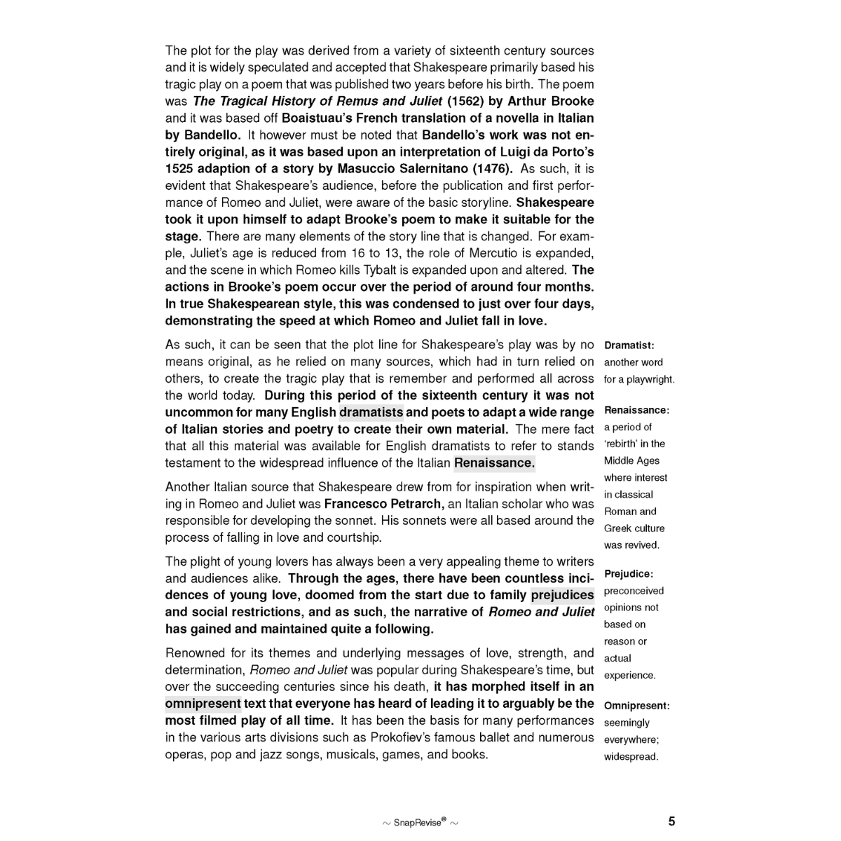 Text Guide: Romeo and Juliet by William Shakespeare – SnapRevise