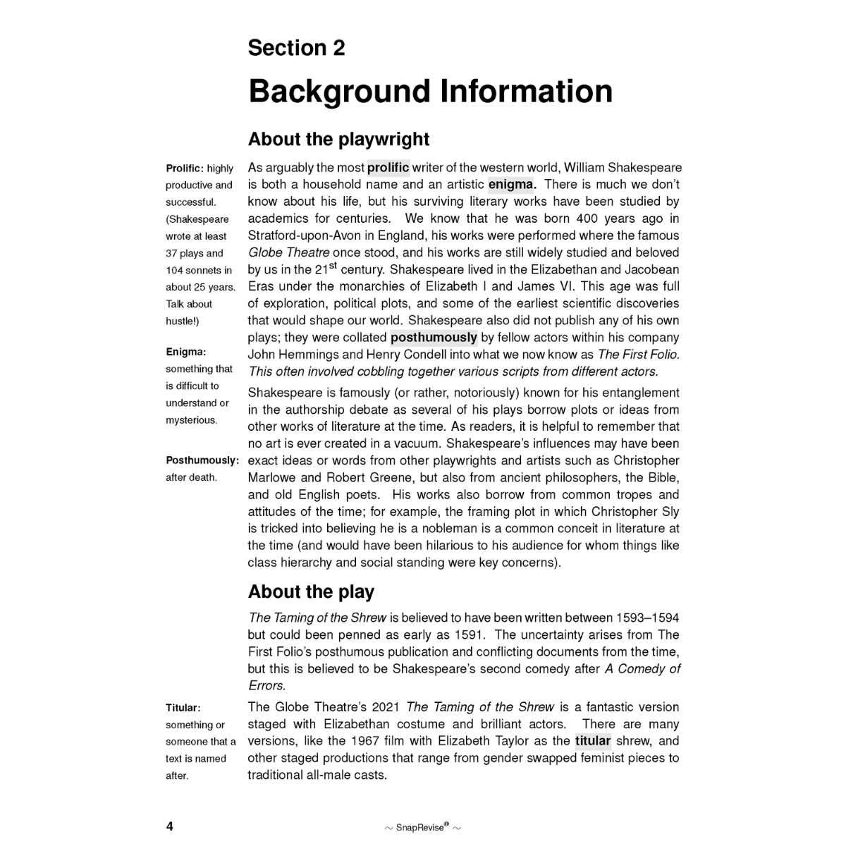 Text Guide: The Taming of the Shrew by William Shakespeare